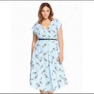 Torrid Blue Feather Dress - Belt not included